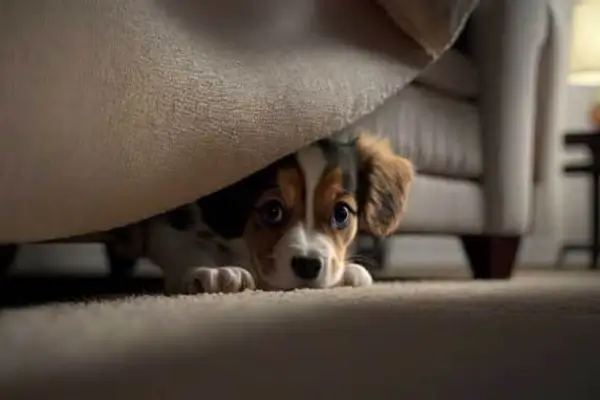 Ansiedade em pets com cachorro escondido